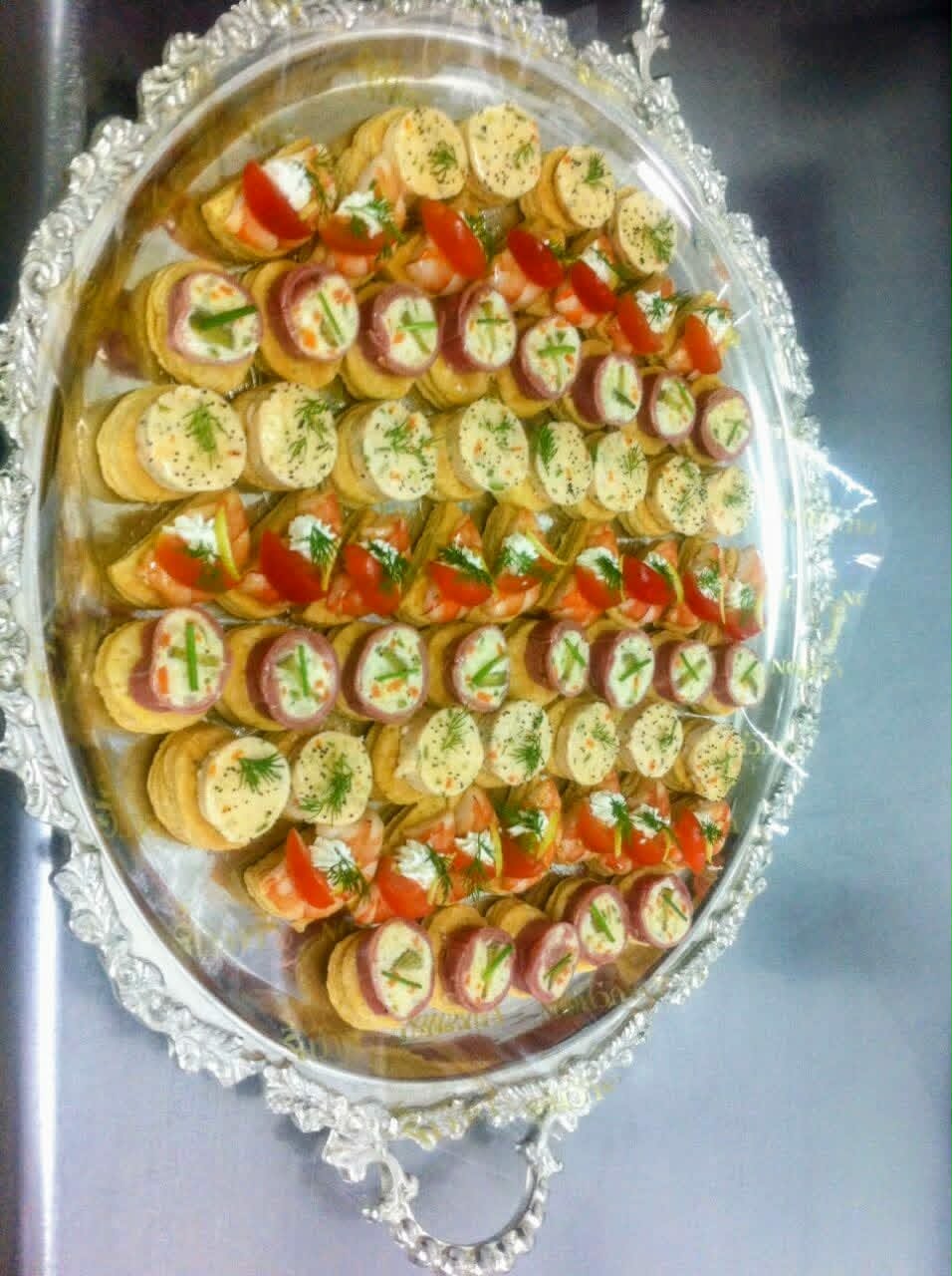 A canapé platter prepared for an event